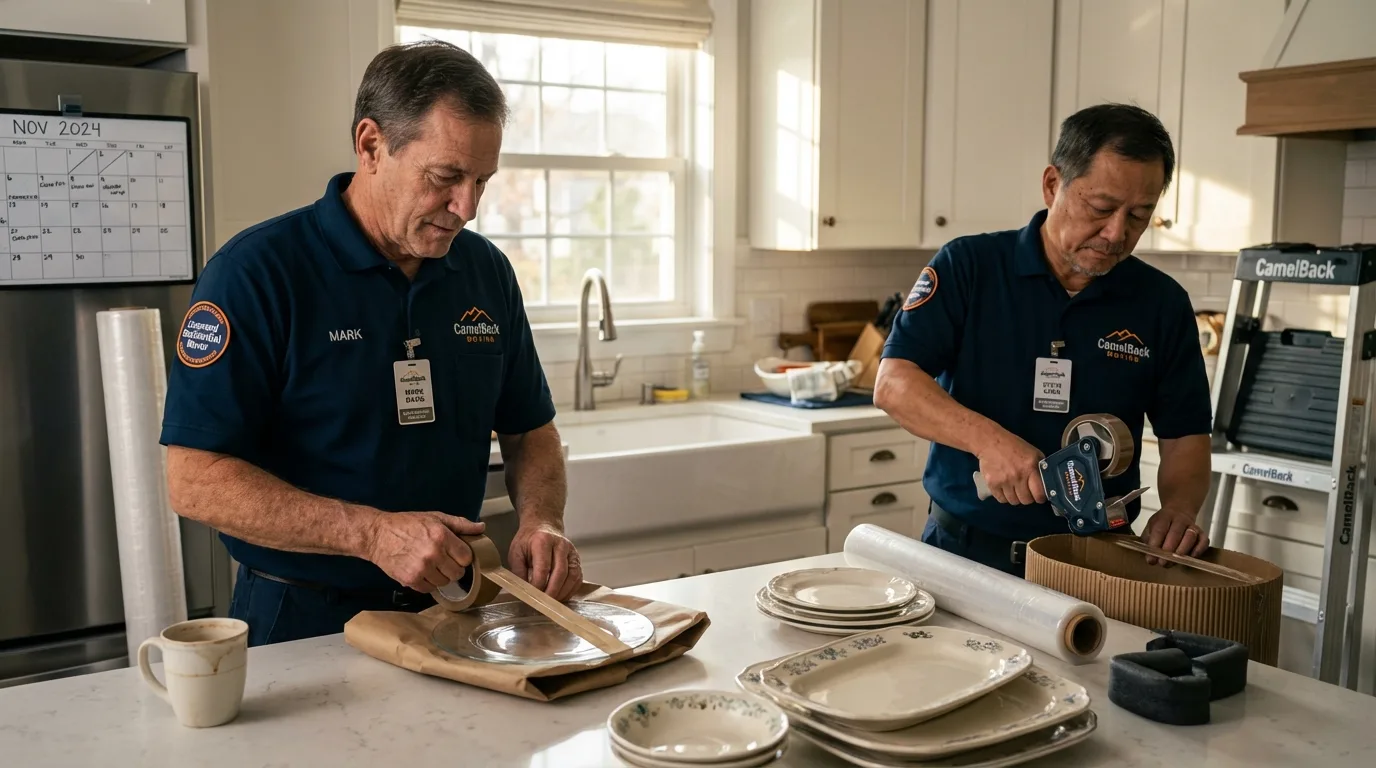 Professional crew packing kitchen dishware in Lexington Park, MD